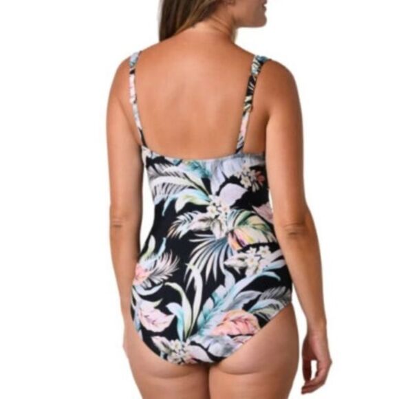 Jantzen Maillot One Pc Swimsuit Black Cabana Sz 14 - Picture 3 of 5